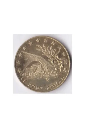 Autentyczny Frankrijk 1996 1 euro de Nyons penning 'Le pont Roman'