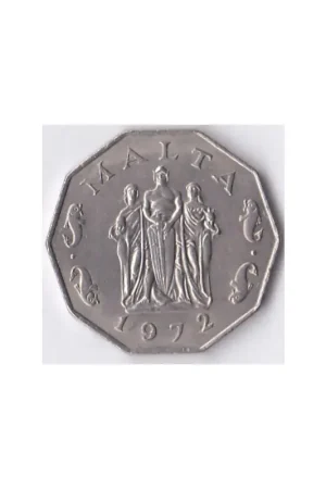 Autentyczny Km 12 Malta 50 Cents 1972