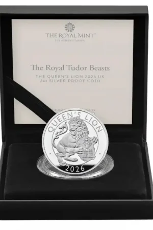 Groot Brittannië 2026 5 pounds 'The Royal Tudor Beasts - The Queen's Lion' 2 Oz Zilver Proof Ostatnia szansa