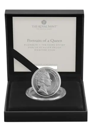 Wysoka jakość Groot Brittannië 2026 5 pounds 'Portraits of Queen Elizabeth II-Raphael Maklouf' Zilver proof Piedfort