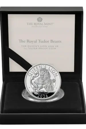 Groot Brittannië 2026 2 pounds 'The Royal Tudor Beasts - The Queen's Lion' 1 Oz Zilver Proof Ekspresowa dostawa