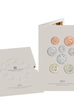 Oryginalny Groot Brittannië 2025 Jaarset Bu met 8 munten King Charles III