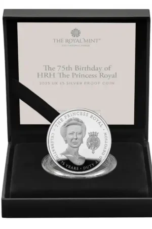 Ekspresowa dostawa Groot Brittannië 2025 5 pounds 'Prinses Anne 75 jaar' Zilver Proof