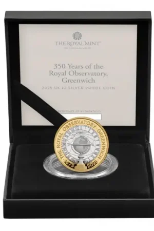 Oferta limitowana Groot Brittannië 2025 2 Pounds'350 Jr. Royal Observatory, Greenwich' Zilver Proof