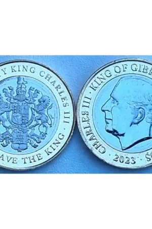 Gibraltar 2023 2 Pounds Unc met King Charles Wyprzedaż