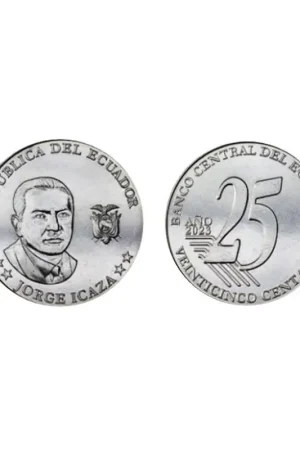 Popularny Ecuador 2023 25 Centavos 'Jorge Icaza' Unc