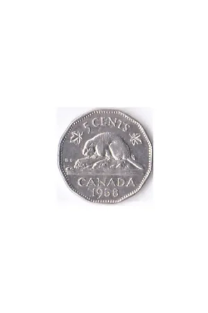 Canada 5 Cent 1958 Fr Autentyczny