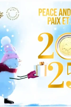 Wyprzedaż Canada 2025 Bu set met vier munten 'Holiday Gift set' plus een speciale dollar