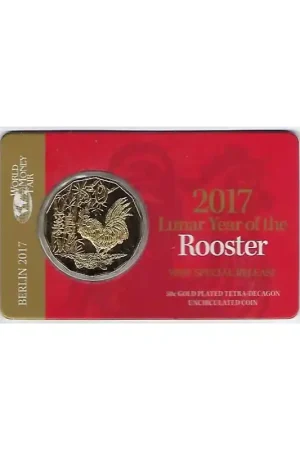 Ostatnia szansa Australië 2017 50 cent Rooster Gold Plated special edition WMF
