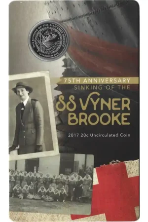 Autentyczny Australië 2017 20 cent Unc '75th Anniversary Sinking of the SS Vyner Brooke'