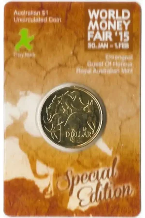 Wysoka jakość Australië 2015 1 Dollar World Money Fair in coincard