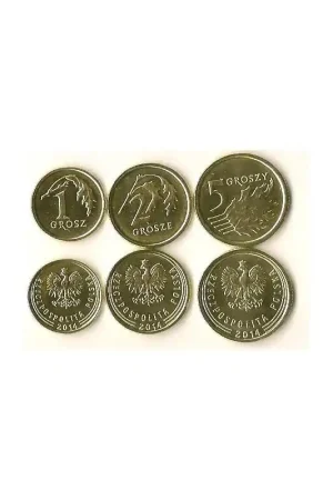 Tylko dziś 1, 2 & 5 Groszy Polen 2014 Unc Nieuw ontwerp!!