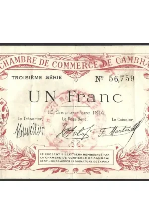 Szybka dostawa Frankrijk 1914 Chambre de Commerce de Cambrai Zf