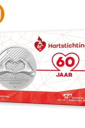 Nowość 60 jaar Hartstichting penning in coincard
