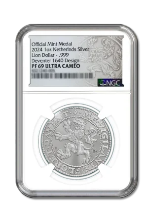 Leeuwendaalder 2024 Zilver 1 ounce(PF69 Ultra Cameo) - Koninklijke Nederlandse Munt Popularny