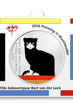 Penning 150e geboortejaar Bart van der Leck in munthouder Oferta