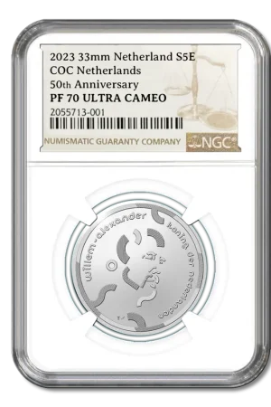 50 jaar erkenning COC Vijfje 2023 Zilver Proof PF70 Bezpieczna płatność