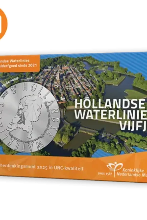 Hollandse Waterlinies Vijfje 2025 UNC-kwaliteit in coincard Zwrot pieniędzy
