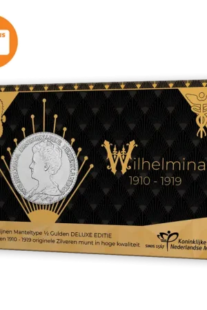 Zilveren ½ Gulden Wilhelmina Hermelijnen Mantel in DELUXE coincard Tani