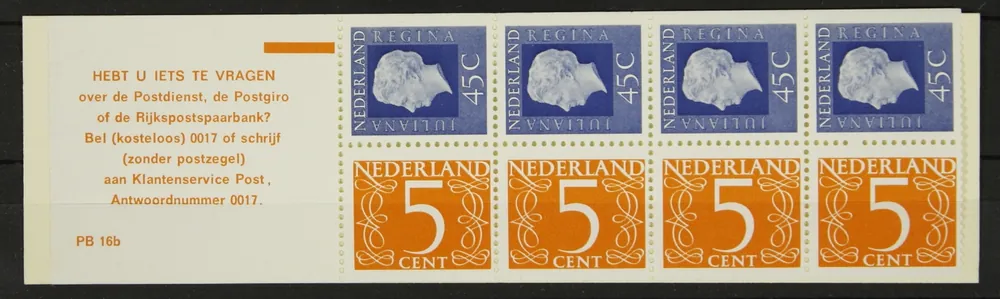 Nederland, Postzegelboekje 16 b Autentyczny