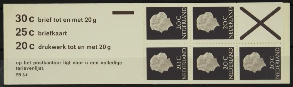 Nederland, Postzegelboekje 6 fFq Szybka dostawa