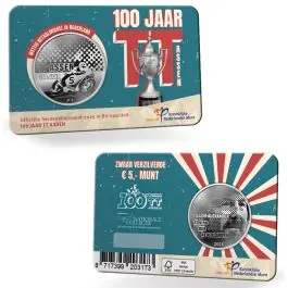 Nederland 2025: Herdenkingsmunt: 100 Jaar TT Assen Vijfje 2025 BU-kwaliteit in coincard Ostatnia szansa