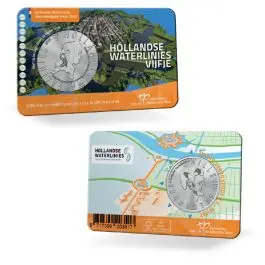 Nederland 2025: "Hollandse Waterlinies Vijfje 2025" UNC Verzilverd in coincard Zwrot pieniędzy
