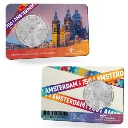 Tani Nederland 2024:750 jaar Amsterdam Vijfje 2024 UNC Verzilverd in coincard