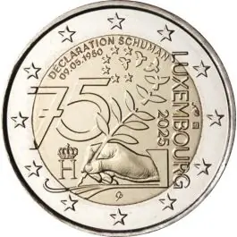 Luxemburg 2025: Speciale 2 Euro unc:"Verjaardag Van De Schuman-Verklaring" 2025 Promocja