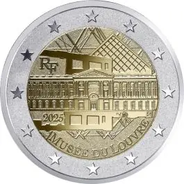 Oryginalny Frankrijk 2025: Speciale 2 Euro unc: "Louvre" in Coincard