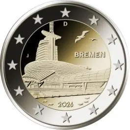 Darmowa dostawa Duitsland 2026: Speciale 2 Euro unc:"Bremen" 2026: Met letter F