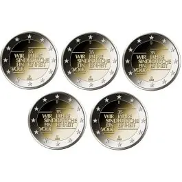 Zwrot pieniędzy Duitsland 2025: Speciale 2 Euro unc set:"35 jaar Duitse Eenheid" 2005: A, D, F, G en J