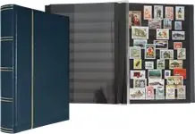 Insteekboek - Donkerblauw - A4 - 64 zwarte bladzijden - Leer Nowość