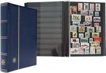 Insteekboek - Blauw - A4 - 64 zwarte bladzijden - gewatteerde leren band Popularny