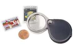 Inklapbaar loupe met lederen foedraal Zwrot pieniędzy