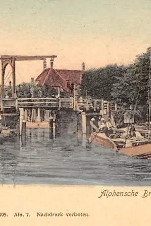 Tylko dziś Alphen aan den Rijn Alphensche Brug met binnenvaart schip 1905 Scheepvaart HC61237