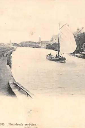 Tani De Schie bij Delft met zeilschip en sleepboot 1903 Binnenvaart schepen HC61124