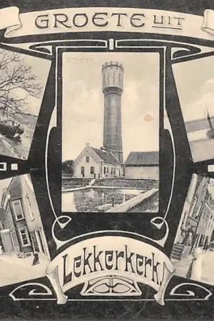 Groete uit Lekkerkerk Watertoren Molen langs de Lek Stoombootreederij Op de Lek Krimpenerwaard Binnenvaart schepen HC61057 Kup teraz