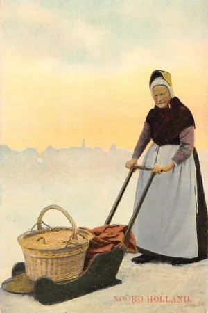 Wysoka jakość Fantasie Vrouw met handslee Winter Klederdracht Vintage HC60936