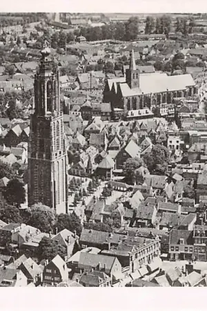Amersfoort O.L.Vr. Toren en St. Joriskerk 1948 KLM Luchtfoto No. 7436 HC60955 Wysoka jakość