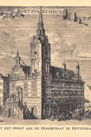 Autentyczny Rotterdam Het Stadhuis met het front aan de Hoogstraat, omstreeks 1694 Reclame Cacao & Chocolaad A. Driessen HC60928