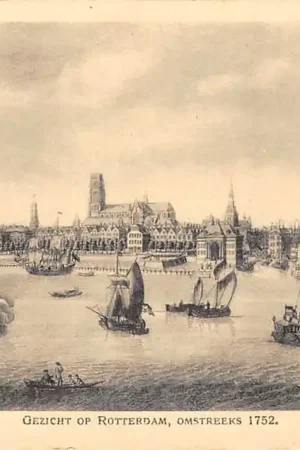 Wysoka jakość Rotterdam Gezicht op Rotterdam, omstreeks 1752 Reclame Cacao & Chocolaad A. Driessen HC60927