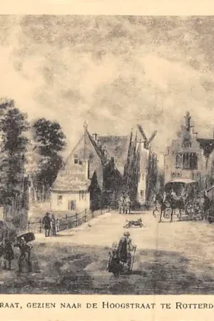 Rotterdam Goudsche Wagenstraat, gezien naar de Hoogstraat, omtsreeks 1560 Reclame Cacao & Chocolaad A. Driessen HC60925 Zwrot pieniędzy