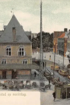 Leeuwarden Nieuwstad op Marktdag Markt Binnenvaart schepen 1900 HC60857 Ekspresowa dostawa