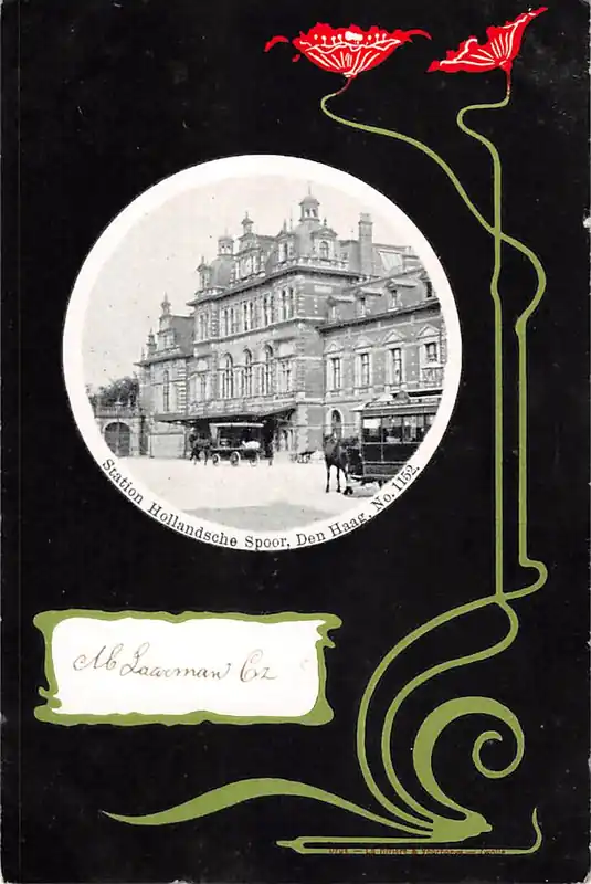 Zamów teraz 's-Gravenhage Station Hollandsch Spoor met HTM Paardentram 1900 Tram Spoorwegen HC60426