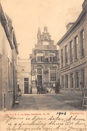 Oryginalny Haastrecht Stadhuis Kind met bokkenwagen ervoor Van Nooten Schoonhoven No. 166 Krimpenerwaard HC60342