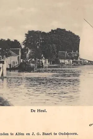 Alphen aan den Rijn Oudshoorn De Heul met binnenvaart schepen en molen 1900 HC59947 Wysoka jakość