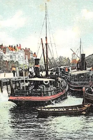 Rotterdam Oosterkade met binnenvaart schepen Scheepvaart 1900 HC59915 Autentyczny