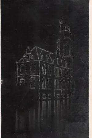 Amsterdam Edison Lichtweek 1929 Munttoren Fotokaart HC59700 Nowość