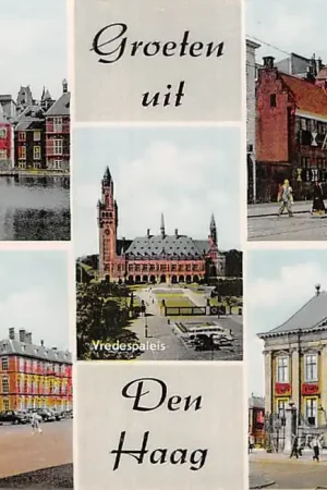 Wyprzedaż 's-Gravenhage Den Haag Groeten uit met Vijverberg Vredespaleis Binnenhof Gevangenpoort en Mauritshuis HC59618